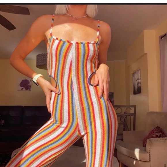 NWT Zara striped cut out knit jumpsuit Size M - Picture 2 of 10